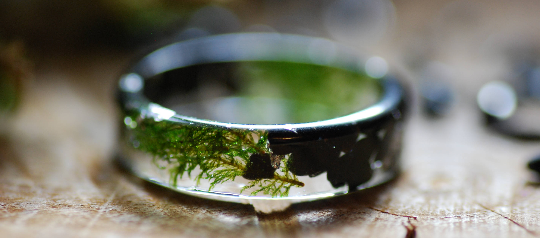 black tourmaline and moss ring band for men