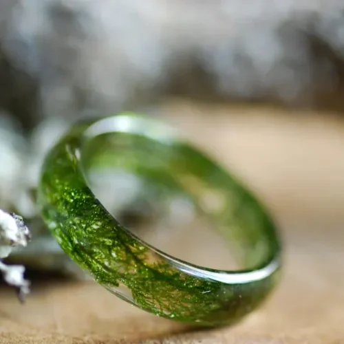 Real green moss ring