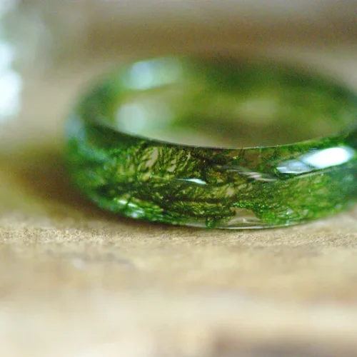 Real green moss ring