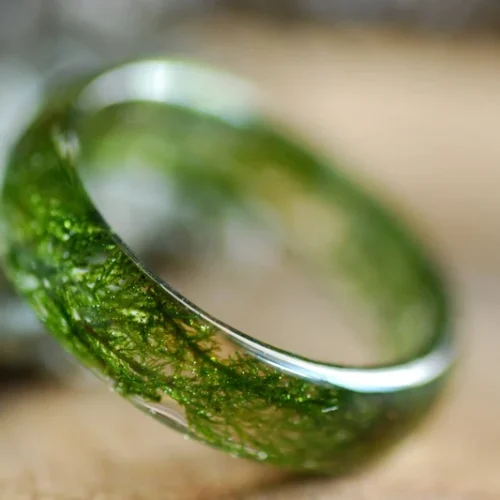 Real green moss ring