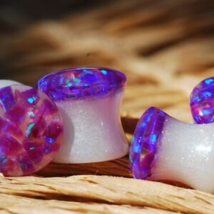 four purple opal ear gauges rogether