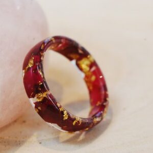 red rose and pure gold passion resin ring