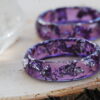 easy Purple rings faceted with silver flakes