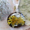 green forest lichen necklace on silver chain