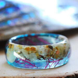 beach and sea blue resin ring