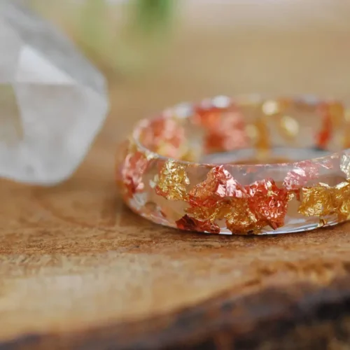 crystal clear gold and copper ring
