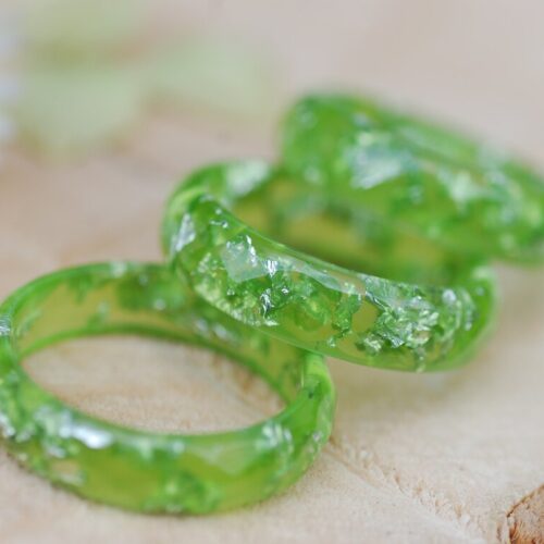 three vivid green rings