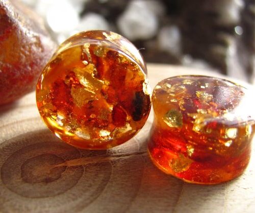 baltic amber and pure gold gauges