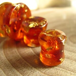 real amber and 24k gold ear plugs
