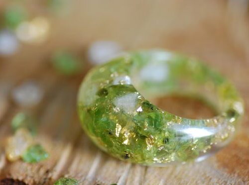 green peridot citrine and gold statement ring