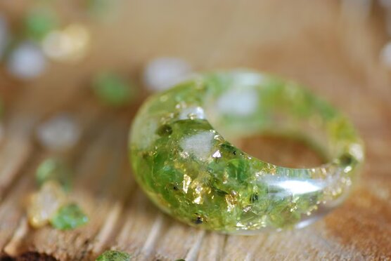 green peridot citrine and gold statement ring