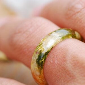 jasmine and babybreath ring on finger