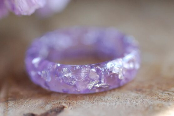 light purple stained lavender silver ring