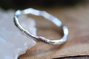 melted sterling silver ring