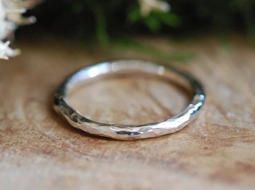 hammered thin sterling silver ring