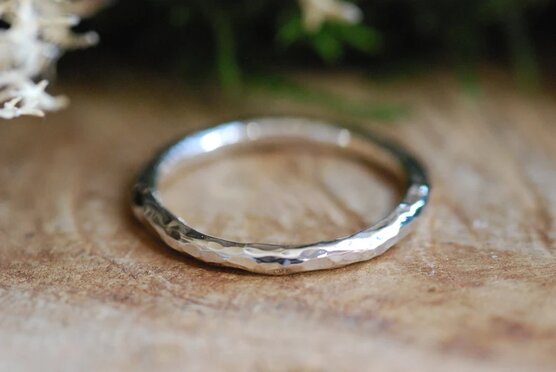 crude thin sterling silver ring
