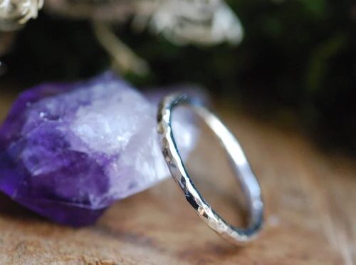 thin hammered silver ring