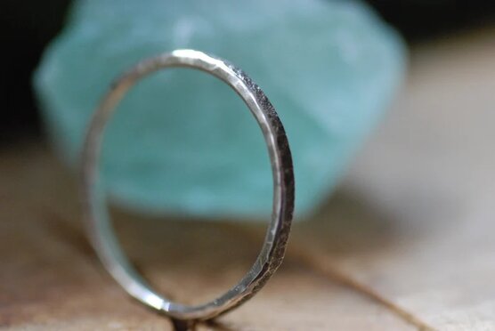 textured stacking silver ring