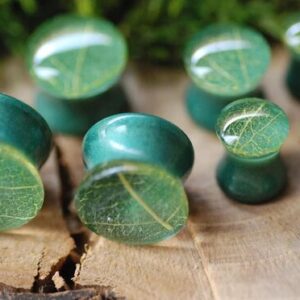 fantastic looking glass green leaf effect ear plugs