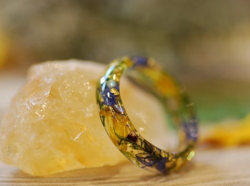 summer sunshine yellow blue floral ring