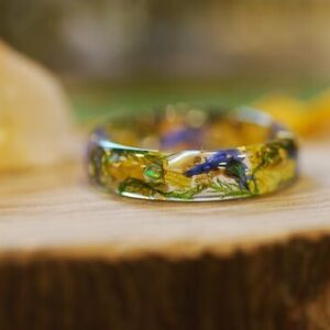 colorfull floral spring time resin ring