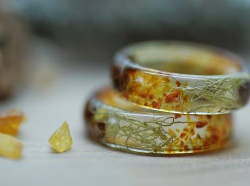 warm and cozy amber lichen pine cones rings