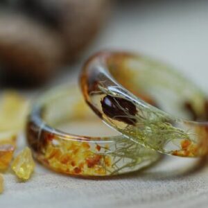 sea and forest orange and green resin ring