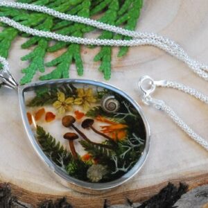 Magic Mushroom landscape  hicker gift Silver Necklace 