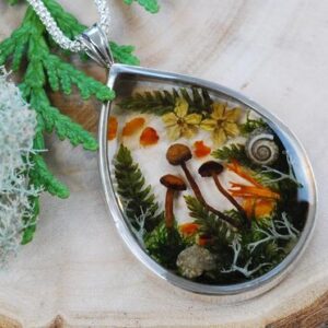 enchanting forest mushroom solid silver necklace