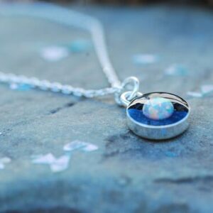tiny opal galaxy silver pendant