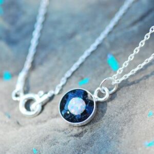 deep space object sterling silver opal necklace