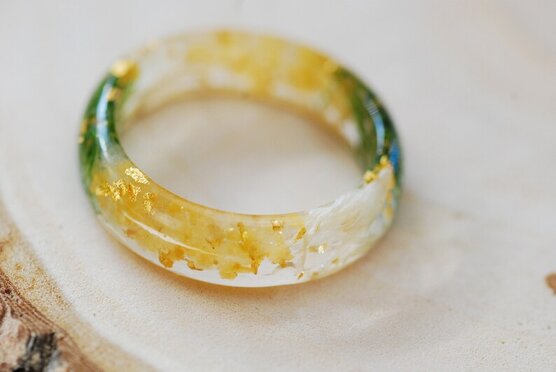 citrine crystals and 24k gold resin ring
