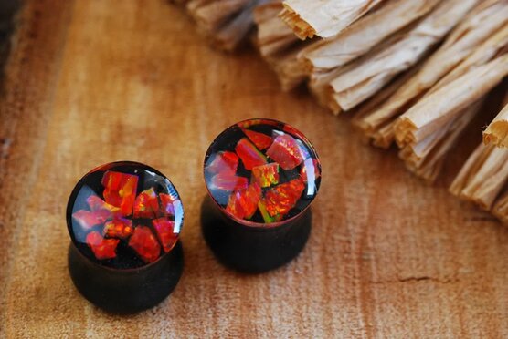fire red opal on black backgroud gauges