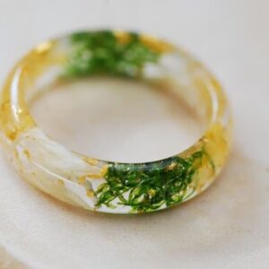 citrine moss and gold ring
