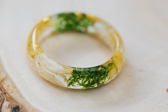 citrine moss and gold ring