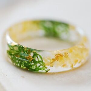 yellow citrine and green moss ring