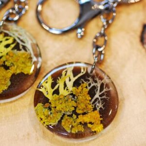 mens gift orange yellow lichen key chain