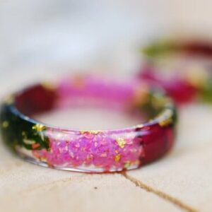 green moss rose and pink opal ring