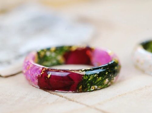 rose pink opal ring with flowers