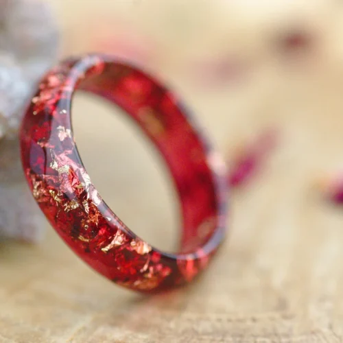scarlet red ring with gold
