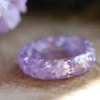 Lavender ring faceted with silver flakes