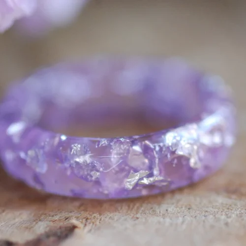 light purple stained lavender silver ring