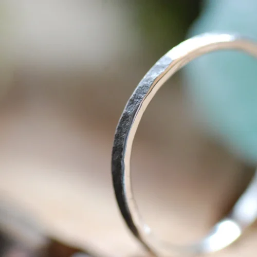 stone textured silver ring
