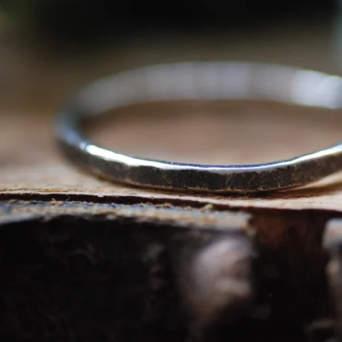 tiny rought sterling silver ring