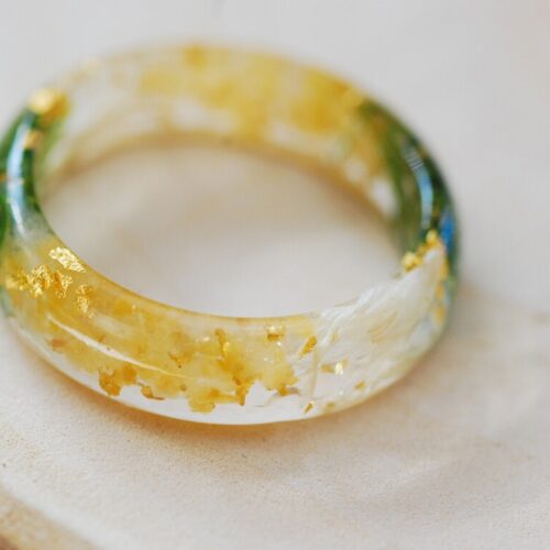 citrine crystals and 24k gold resin ring