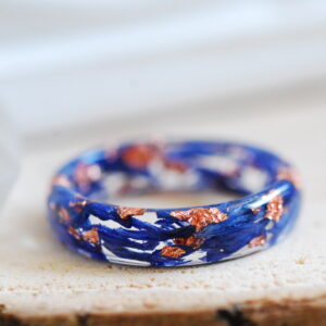 Blue cornflower ring with copper