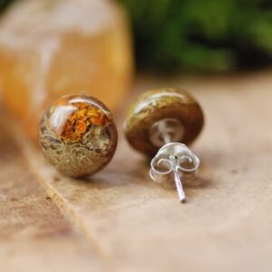Forest Lichen Stud Earrings made of resin with silver post 
