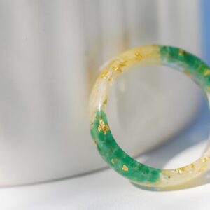 front view of natural raw emerald ring 