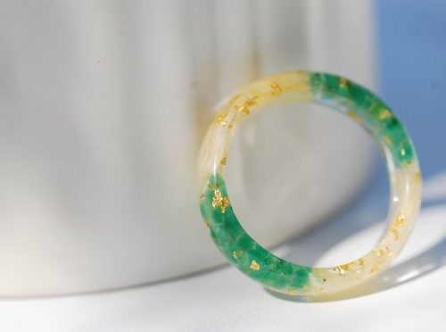 front view of natural raw emerald ring 