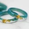 minimalist teal ring in prussia with gold flakes